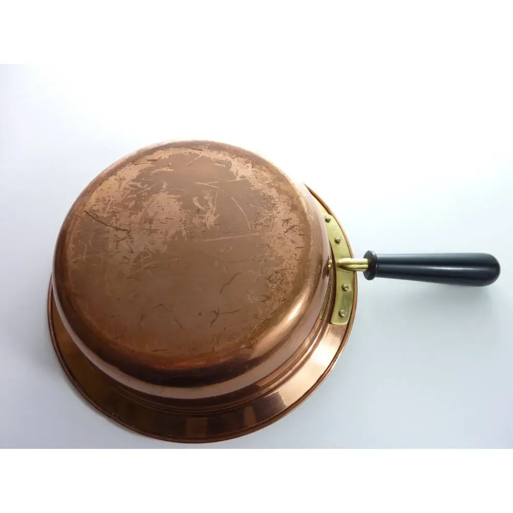 Vintage Copper Tin Lined Sauté Frying Pan Cookware Unbranded 10 Inch No Lid